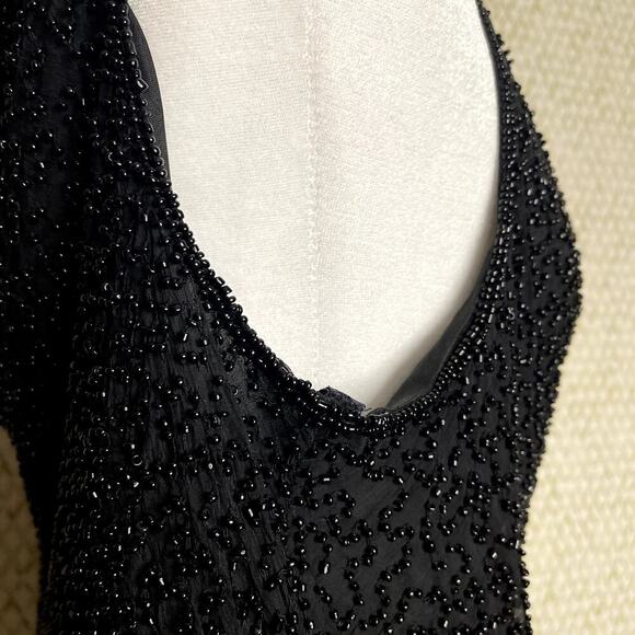 Vintage 80's Stenay Sleeveless Black Beaded Cowl Neckline Silk Tank Top Size M - Picture 8 of 14